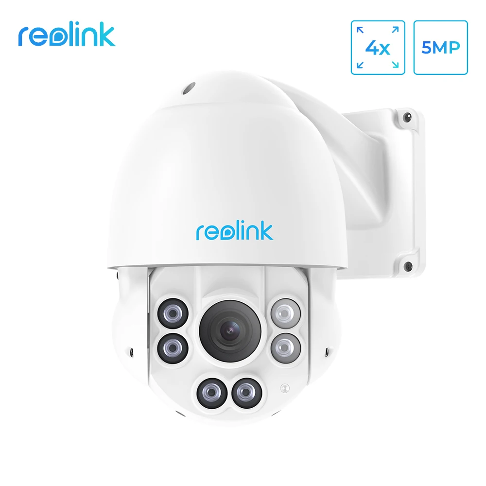 Reolink IP Camera PTZ  PoE 5MP Pan/Tilt 4x Optical Zoom Night vision SD card slot IP66 waterproof Security Camera RLC-423-5MP