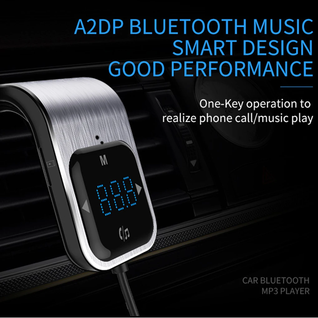 Светодиодный дисплей Hands Free беспроводной Bluetooth 4,2 fm-передатчик авто, аудио mp3-плеер TF карты двойной USB зарядное устройство