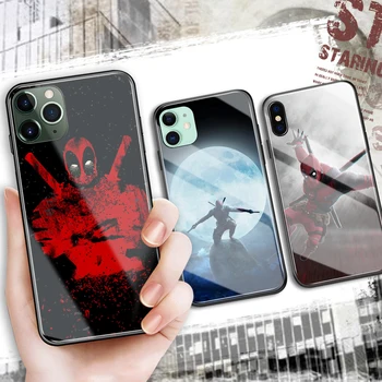 

glass phone case cover deadpool soft silicone case for iphone 6 6s 7 8 plus X XR XS Max 11 pro max