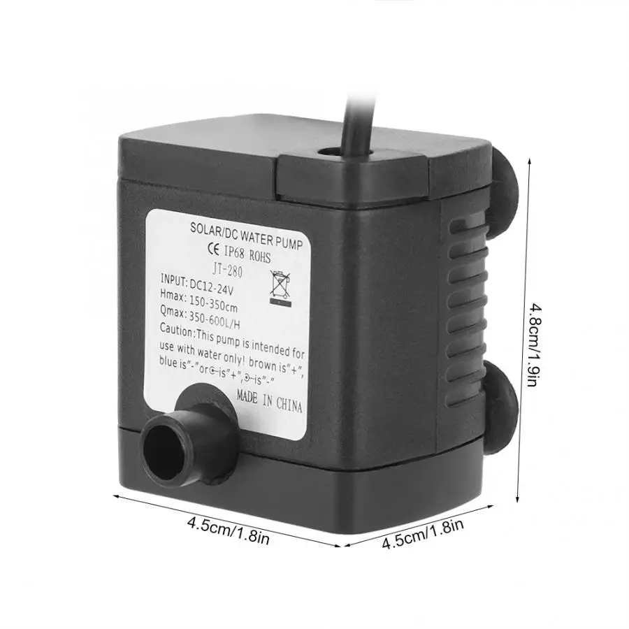DC 24V Солнечный водяной насос 650L/H Мини Бесщеточный погружной насос для водяного фонтана аквариума