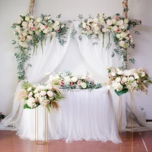 Wedding Background Set Pink Floral Arch Triangle Flower Row Decorative Flowers Artificial Flowers Arrangement