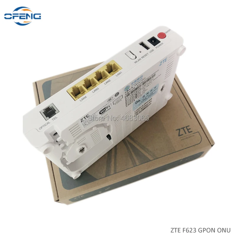 Оригинальный Новый волоконно оптический ZTE F623 6 0 FTTH GPON ONU ONT маршрутизатор с 1GE + 3FE