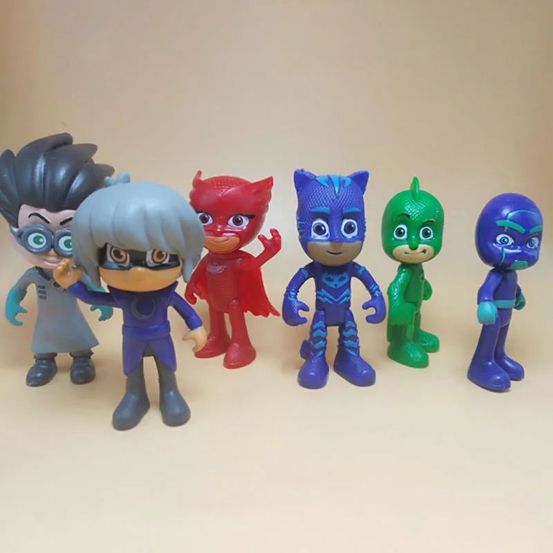 6 шт. Pj Masks Мультяшные персонажи фигурки аниме игрушки для детей подарок на день рождения игрушки