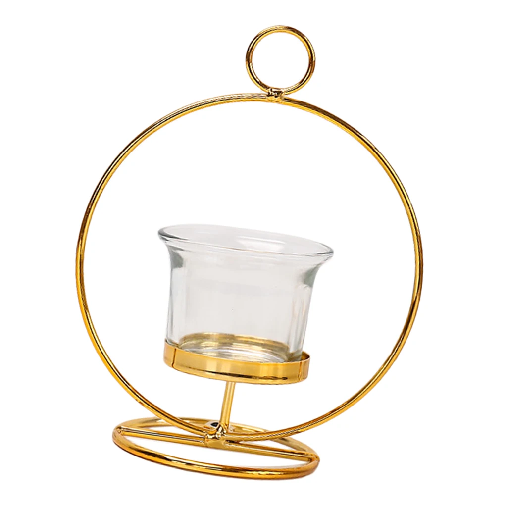 Iron Art Golden Candle Holder Wrought Hollow Candlestick Iron Lantern for Party Home Table Decoration