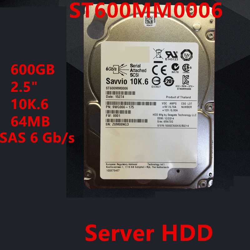 

Новый оригинальный HDD для Seagate 600 ГБ 2,5 дюйма 10K.6 SAS 6 Гб/с 64 МБ 10000 об/мин для внутреннего жесткого диска для сервера HDD для ST600MM0006
