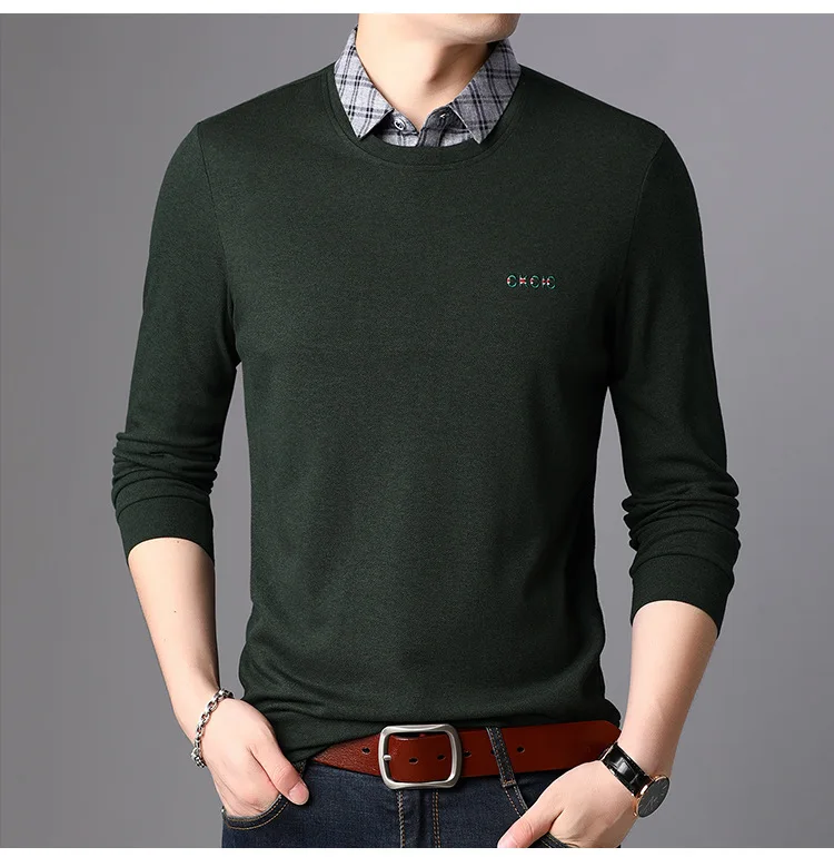 Knitting Long Sleeve Shirts Men Fashion Autumn Winter Sweater Mens Soild Slim Fit Bottoming Sweater Male Brand Clothes