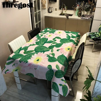

Thregost Waterproof Rectangle Dining Table Cloth Green Plant Print Table Cover for Home Party Kitchen Polyester Tablecloth