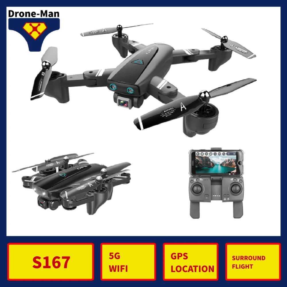 

RC Quadcopter S167 Drone GPS 4K HD Camera 5G WIFI FPV Foldable Selfie Drones Professional 600m Control Distance Follow Me