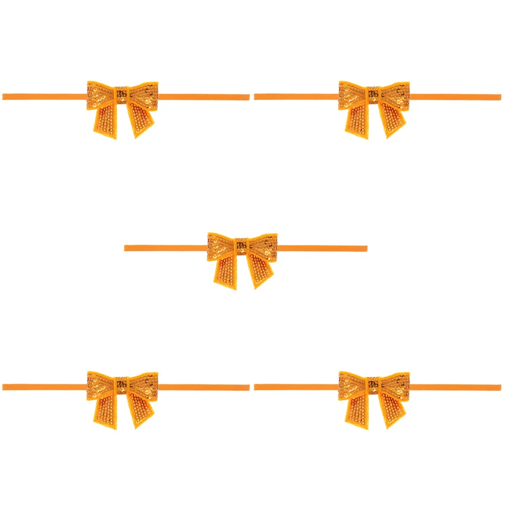 Orange-5 PCS 5 шт., Детские эластичные повязки для волос, блестящая повязка на голову с бантом, головные уборы TOSWO1018 - Цвет: Orange-5 PCS