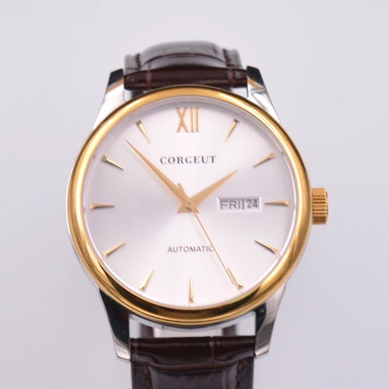 

luxury 40mm corgeut rose Gold case sapphire glass auto date automatic men's Watch. C5