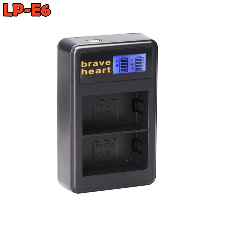 Комплект из 2 предметов LP-E6 LP E6 LP-E6N Батарея Японии Sanyo ячейки+ светодиодный Dual USB Зарядное устройство для цифровой однообъективной зеркальной камеры Canon EOS 6D 7D 5DS 5DSR 5D Mark II 5D 60D 60Da 70D 80D