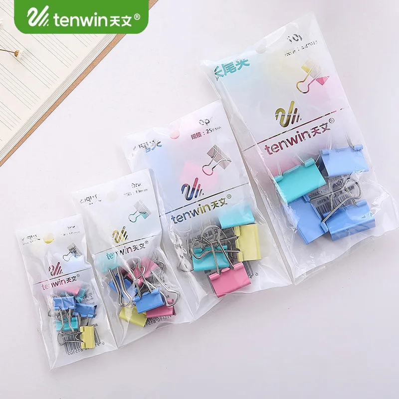 10 unids/lote Kawaii Color negro 32/25/19/15mm Binder Clips de Memo Clips de papel foto titular lindo papelería oficina suministros encuadernación