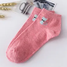 Для женщин носки Высокое качество удобные полосатые мягкие теплые хлопковые носки с изображением котенка; 1 пара Повседневное Утепленная одежда, носки-тапочки короткие зимние F829