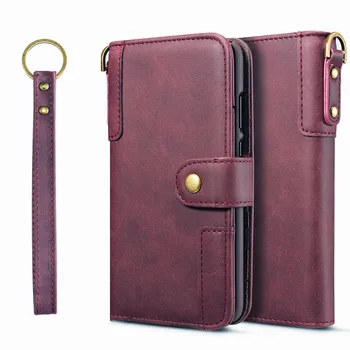 

Cowhide Leather Wallet Case For Samsung Galaxy A30/A30S Flip Cover Card Slots With Lanyard For Samsung Galaxy A50/A50S