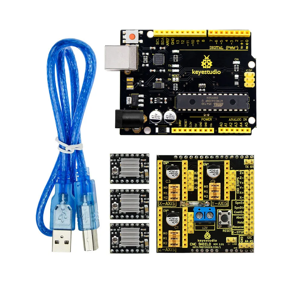 Набор чпу Keyestudio для Arduino щит гравировального Станка V2 + V4.0 плата (чип CP2101)+