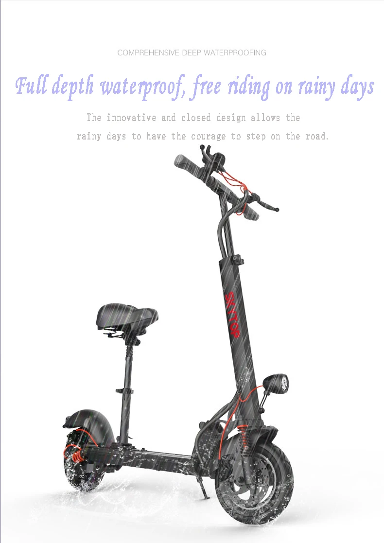 10 Inch Electric Scooter Seat Two Wheels Electric Scooters Full Waterproof 48V 500W Portable Foldable Electric Scooter Adult (9)