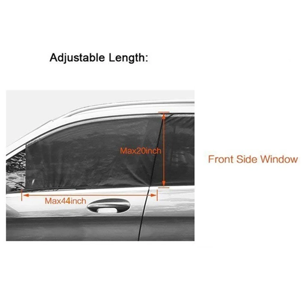 1 Pair Car Sun Visor Front/Rear Window Sun Shade Net Mesh Design Black Auto Sunshade Curtain