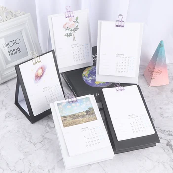 

2020 New Year Simple Cartoon Mini Calendar Creative Desk Vertical Paper Multi-function Timetable Plan Notebook Daily Schedules