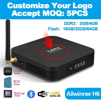 

TV BOX Custom made LOGO Allwinner H6 Iptv Subscription 2gb Ram Android Tv Box HDMI 2.0 Iptv Arabic Tv Box Android 9.0 evpad