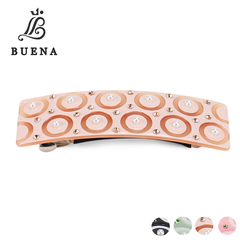 

New Annular Hiar Clips High-quality Cellulose Acetate Hair Barrette Clips with Pearls Hair Barrette for Women