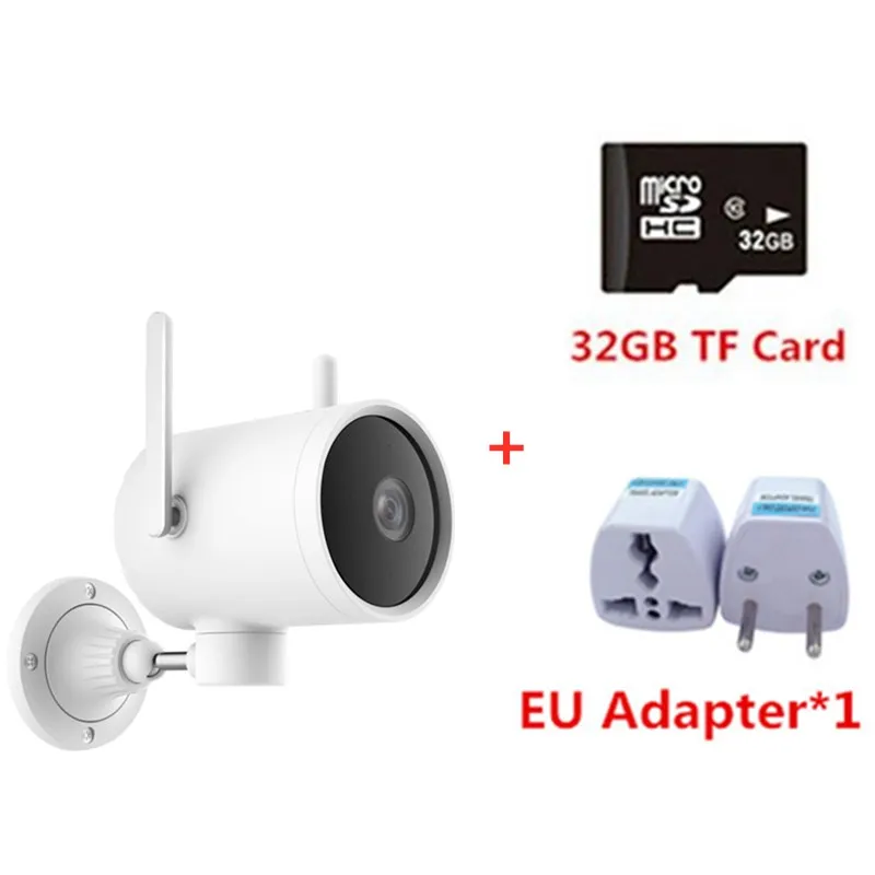 add EU adapter card Xiaomi Smart camera, беспроводная, 270 °, 1080 P, наружная, внутренняя, wifi, веб-камера, AI Detection, H.265, IP66, ночное видение, голос с приложением Mijia - Цвет: add EU adapter card