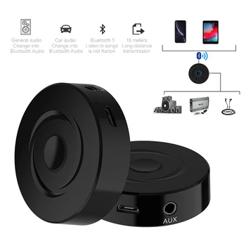 

2 in 1 5.0 Bluetooth receiver transmitter 3.5mm AUX stereo Audio round wireless Bluetooth adapter for car TV PC speaker