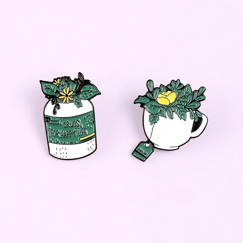 Заколки для лацканов с зелеными растениями на заказ значок лекарственными