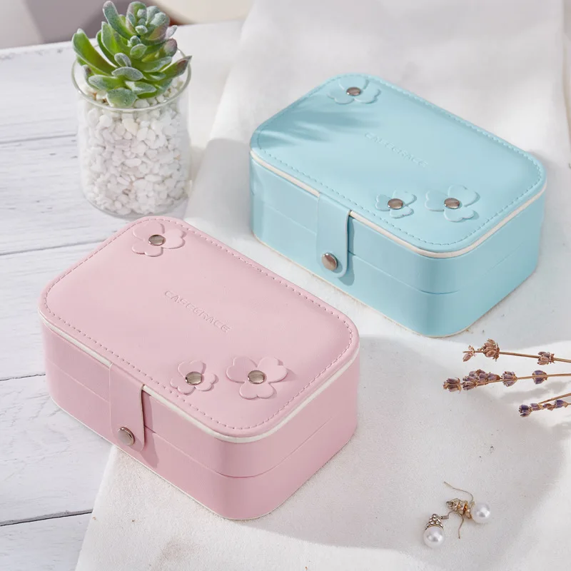 

Cross Border New Style Creative Accessories Storage Box Pu Hide Substance Double Layer Small Jewelry Storage Box Portable Jewler
