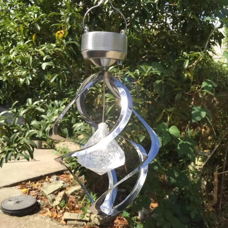 Светодиодный Солнечный ветер светящиеся колокольчики водонепроницаемый Spinner лампа Открытый Сад Висячие поддержка прямой доставки