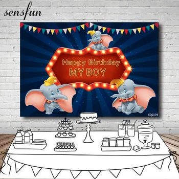 

Sensfun Circus Dumbo Party Photography Backdrops For Newborn Boys Birthday Balloon Party Photo Studio Background Custom Vinyl