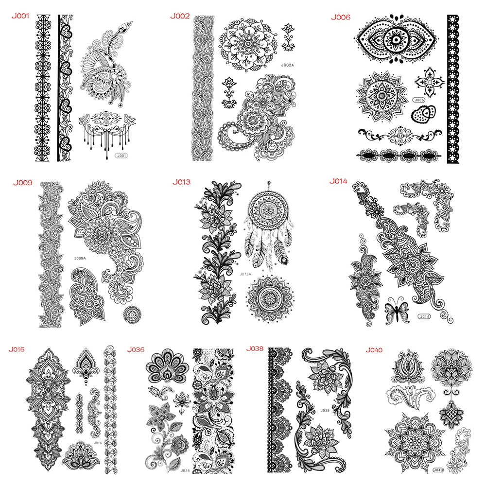 Сексуальная черная кружевная хна, временная татуировка наклейка Женская Ручная бижутерия Татуировка паста водонепроницаемый для рисунков на теле поддельная Татуировка наклейка s