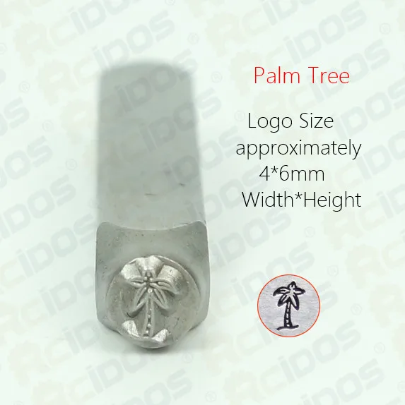 Лист Дерево/жизнь дерева/Пальма дизайн металлические ювелирные изделия марки, DIY браслет/ювелирные знаки стальная печать, 6 мм - Цвет: Palm Tree