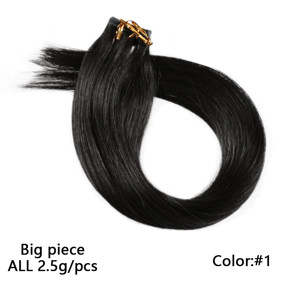 Прямые человеческие волосы Bigsophy для наращивания на ленте, человеческие волосы для наращивания, уток кожи, человеческие волосы remy, ПУ волосы для наращивания на ленте, 14-26 дюймов - Цвет: #1