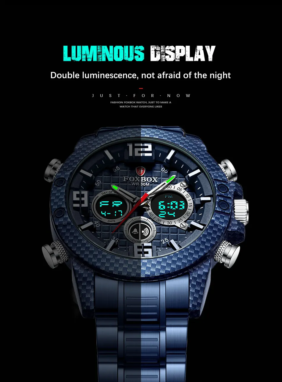 2021 orologio Fox di marca da uomo cassa in fibra di carbonio orologi sportivi al quarzo da uomo orologio da polso digitale impermeabile militare Clcok_voghion.com