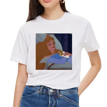 

Women T Shirt 2020 Funny Cinderella Print T-Shirt Spoof Princess Harajuku Streetwear O-Neck Casual Short Sleeve Women Tshirt