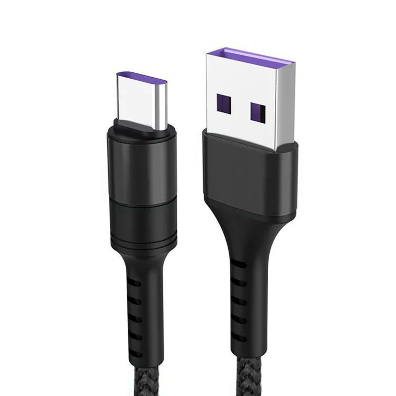 5А usb type-C кабель для быстрой зарядки huawei type-C кабель для samsung Xiaomi USBC супер зарядное устройство - Цвет: Черный