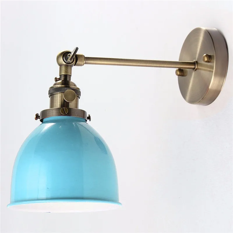 Синий E27 Modern Wall Lamp Vintage Loft Wall Light Edison Bulb Plated Iron Retro Industrials Home Lighting Bedside Lamp 110-240V - Цвет корпуса: Синий