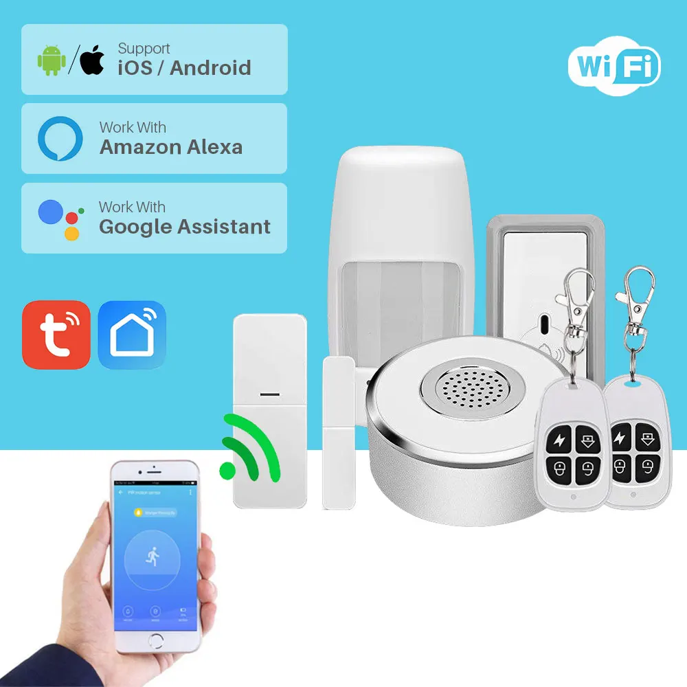 WiFi умный дом система безопасности комплект двери окна сигнализации PIR датчик