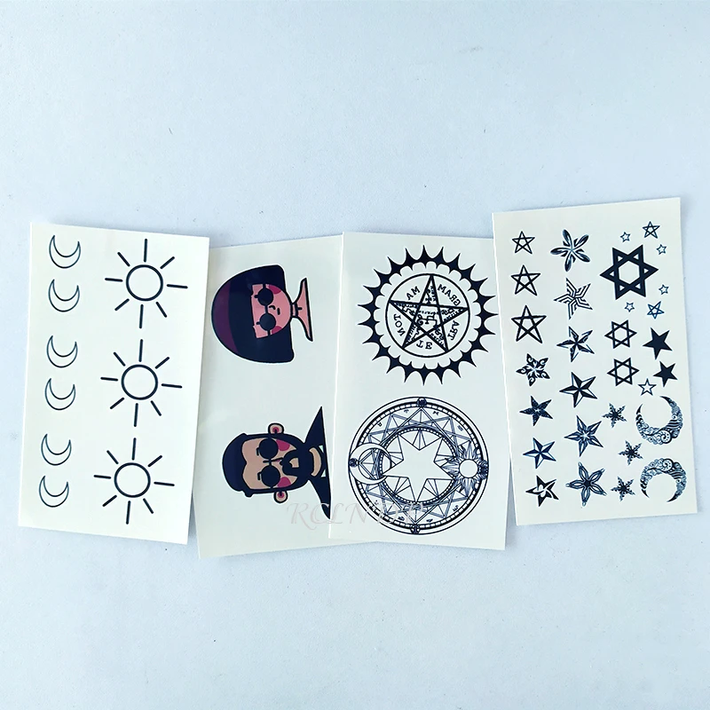 

Татуировка Временная водостойкая, наклейка-тату мультяшная Леон девушка Солнце Луна Тотем звезда тату флэш-тату ненастоящие тату для женщин мужчин и детей