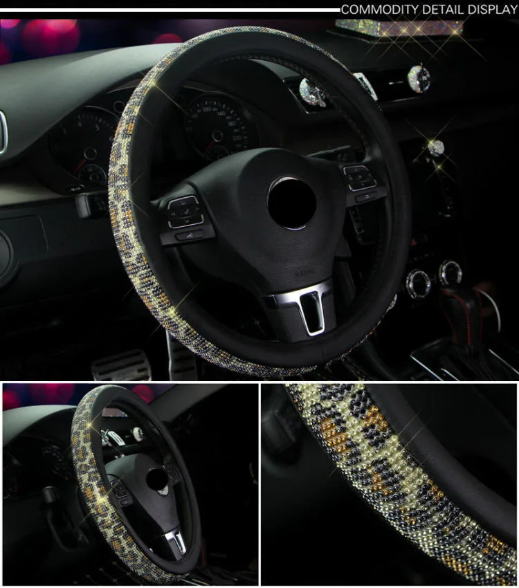 Bling Rainbow красочные 38 см Кожаный чехол рулевого колеса автомобиля дышащий Нескользящий Захват - Название цвета: Color D