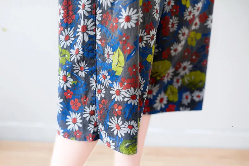 0338 Summer Denim Jumpsuit Women Floral Print Big Pocket Loose Oversize Vintage Jeans Jumpsuit Ladies Vintage Adjustable Strap