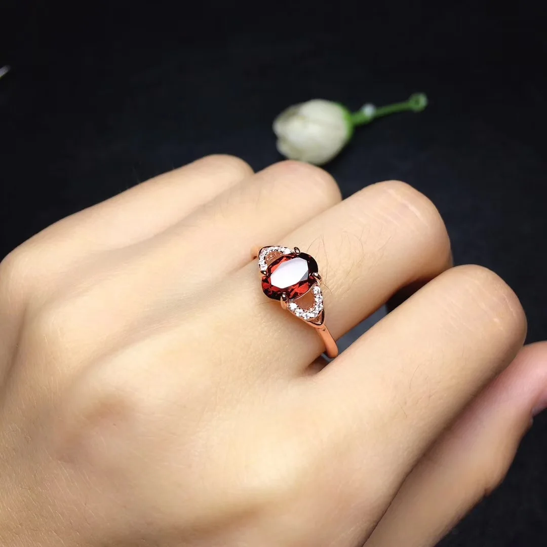 Wanglong серебряное кольцо с натуральным гранатом женские ювелирные изделия