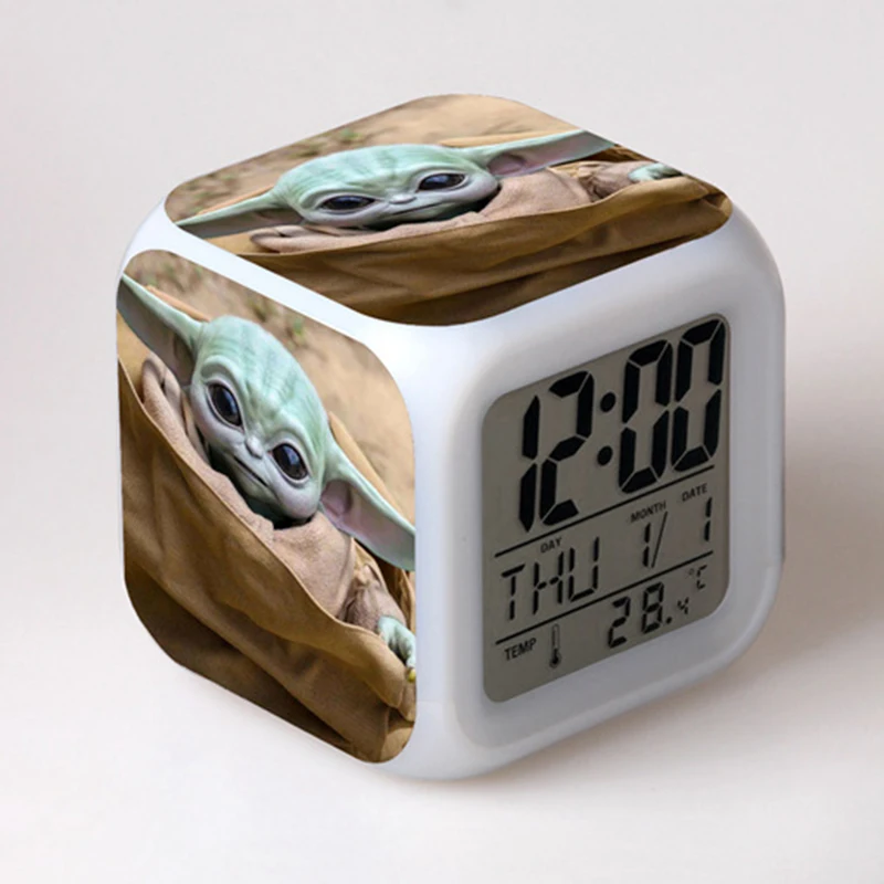 Reloj Despertador Digital De Bebe Yoda Para Ninos Y Ninas 7 Colores Luminosa De Luz Nocturna Juguetes De Reloj Una Pieza Aliexpress