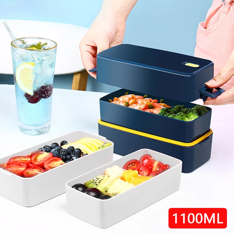 Details about   Microwaveoven Lunchbox Tableware Double Plastic Bento Lunchboxes Double Buckle 