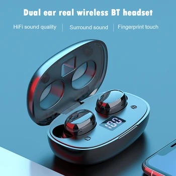 

TWS Wireless Bluetooth Earphone Headphones Waterproof Sport Gaming Headset Noise Earbuds with Mic + IPX5 Waterproof Charge Box