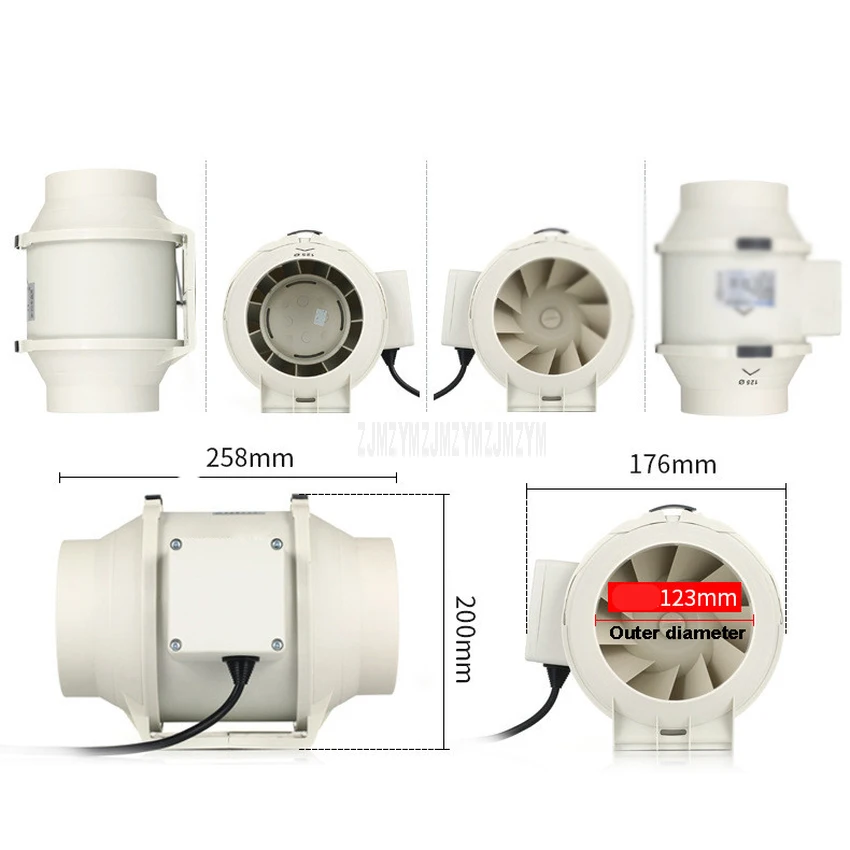 Калибр 123 мм вытяжной вентилятор для дома встроенный трубопровод вентилятор вытяжка для ванной комнаты вентиляция воздуха кухня ванная туалет вытяжной вентилятор