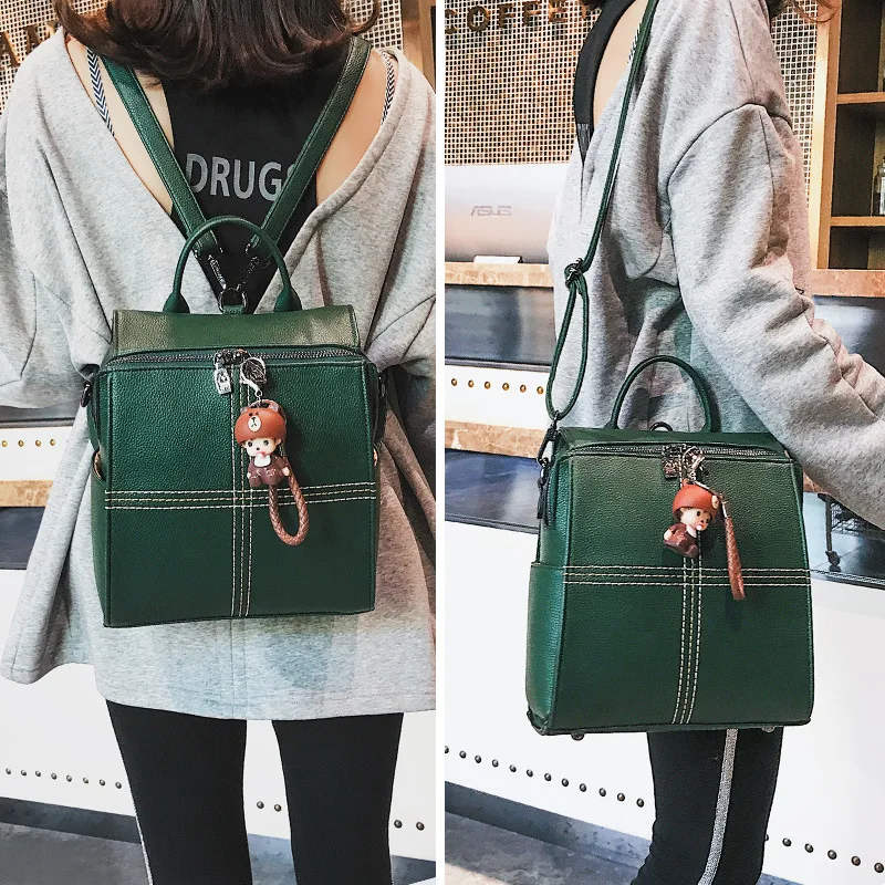 

Fashion Backpack Women's 2019 Fashion Korean-style GIRL'S New Style Versatile Simple College Student Backpack Textured WOMEN'S B