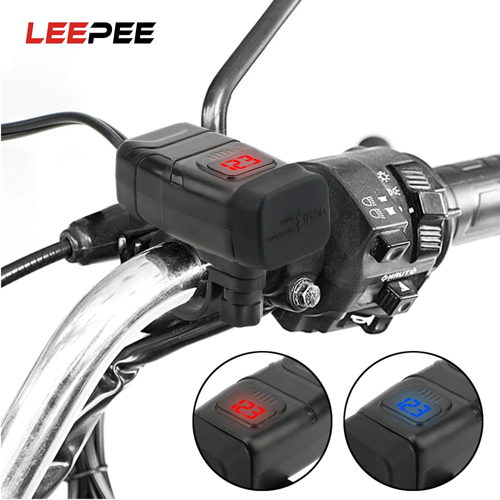 LEEPEE двойное зарядное устройство USB Автомобильное для мотоцикла быстрое QC 3 0 Мото