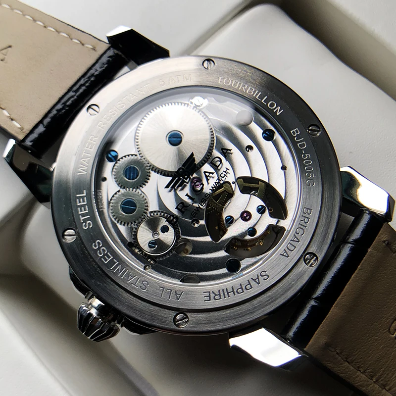 Многофункциональный настоящий коаксиальный Tourbillon Мужские часы сапфировый