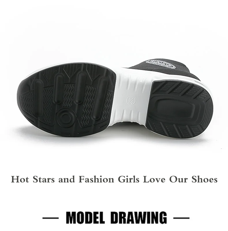 Dumoo/брендовые эластичные вязаные носки; обувь; женские зимние кроссовки на высоком каблуке 9 см; обувь на танкетке черного цвета; zapatillas mujer